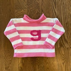MJK knits striped letter G sweater size 2T